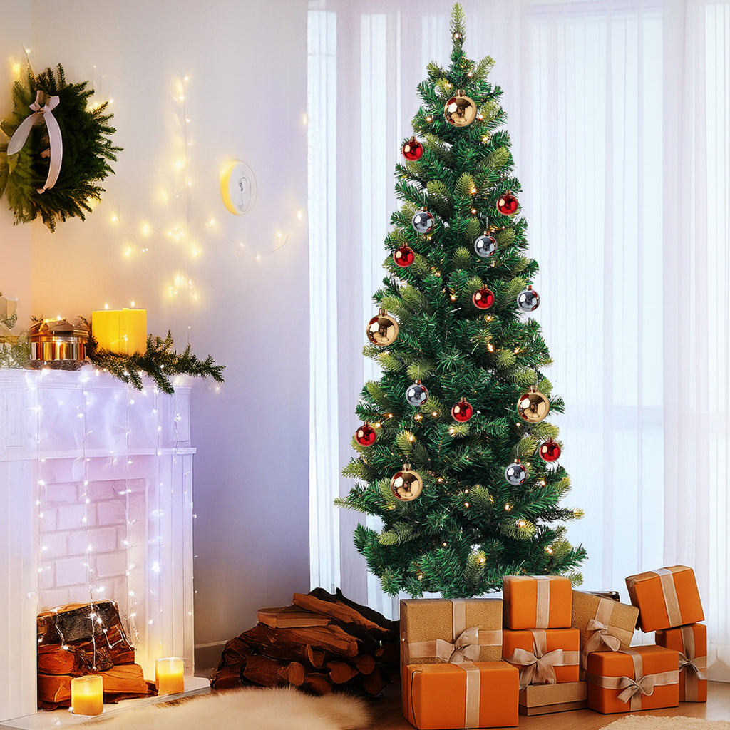 Yuletide Slim Christmas Tree with Warm White Lights - 4ft/5ft/6ft