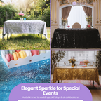 Sequin Rectangle Sparkly Tablecloth - White
