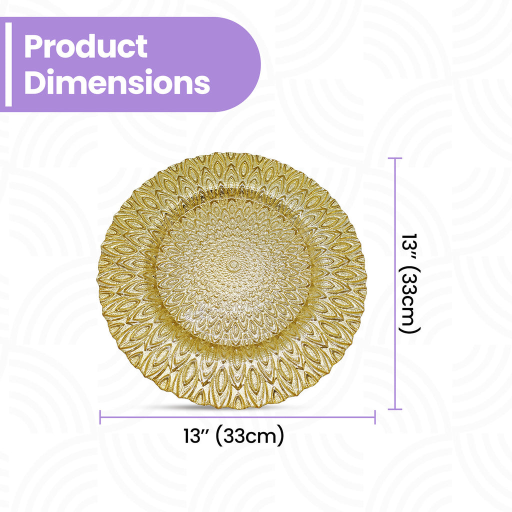 Round Charger Plate - Peacock Gold x 6