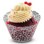 25x Laser Cut Cupcake Wrappers - Silver
