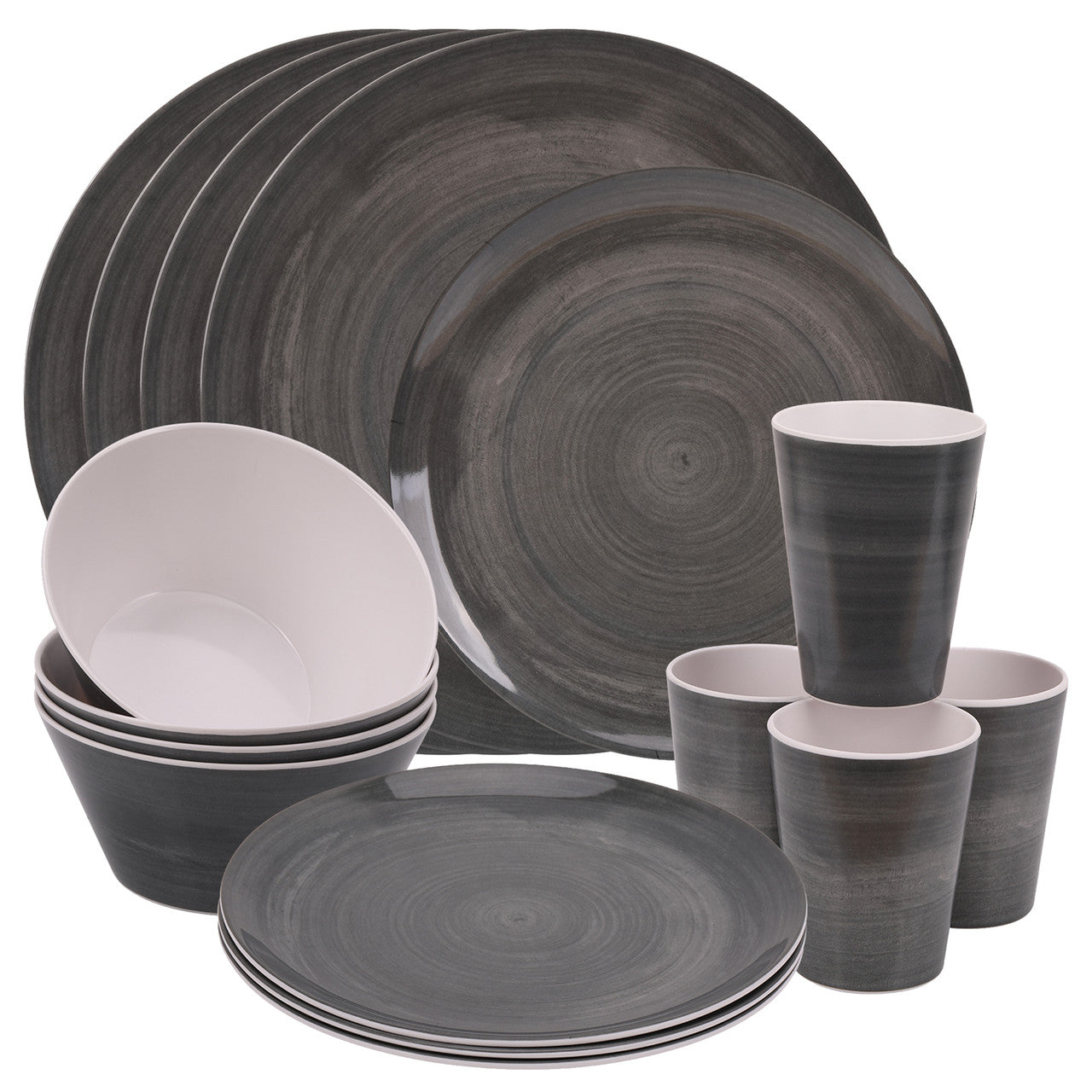 Grey Swirl Design Melamine BBQ and Party Set - 16pcs