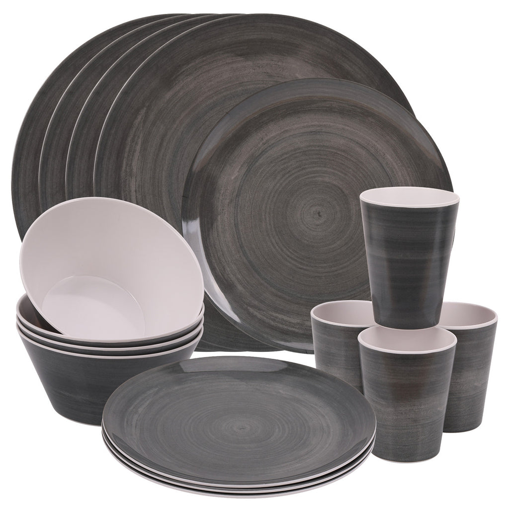 Grey Swirl Design Melamine BBQ and Party Set - 16pcs