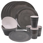 Grey Swirl Design Melamine BBQ and Party Set - 16pcs