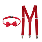 Kids Braces with Bow Tie - 25mm - Burgundy
