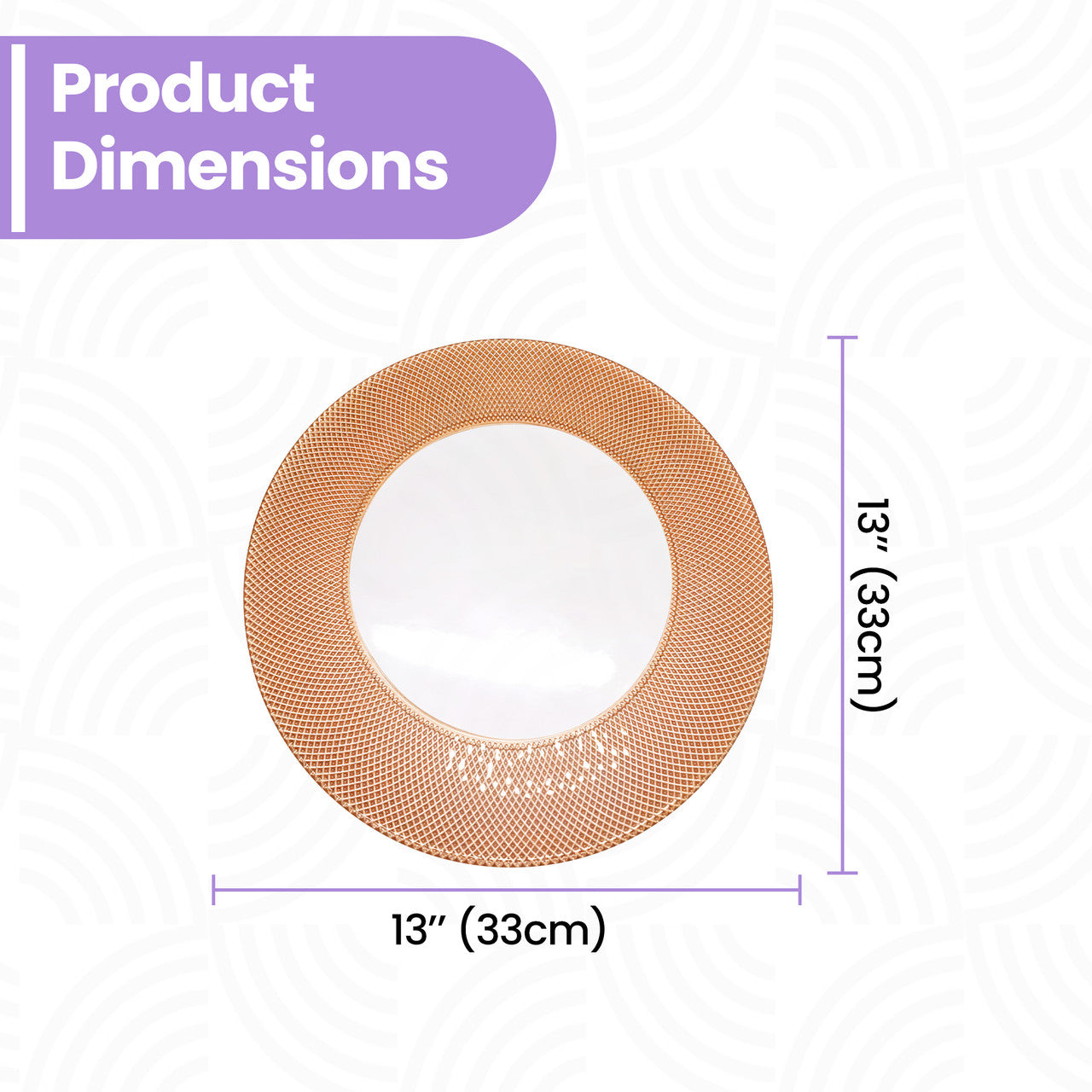 13" Round Charger Plate - Checkered Rose Gold