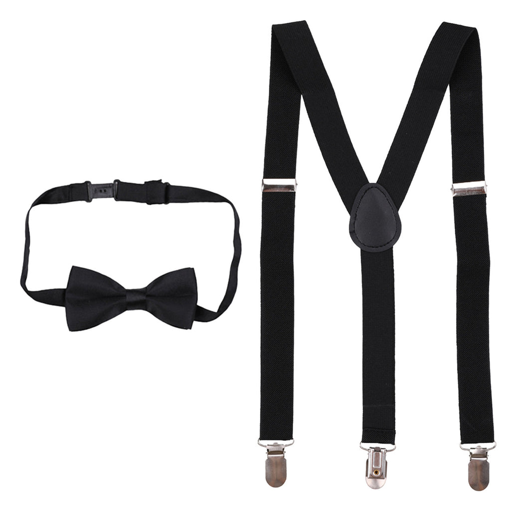 Kids Braces with Bow Tie - 25mm - Black