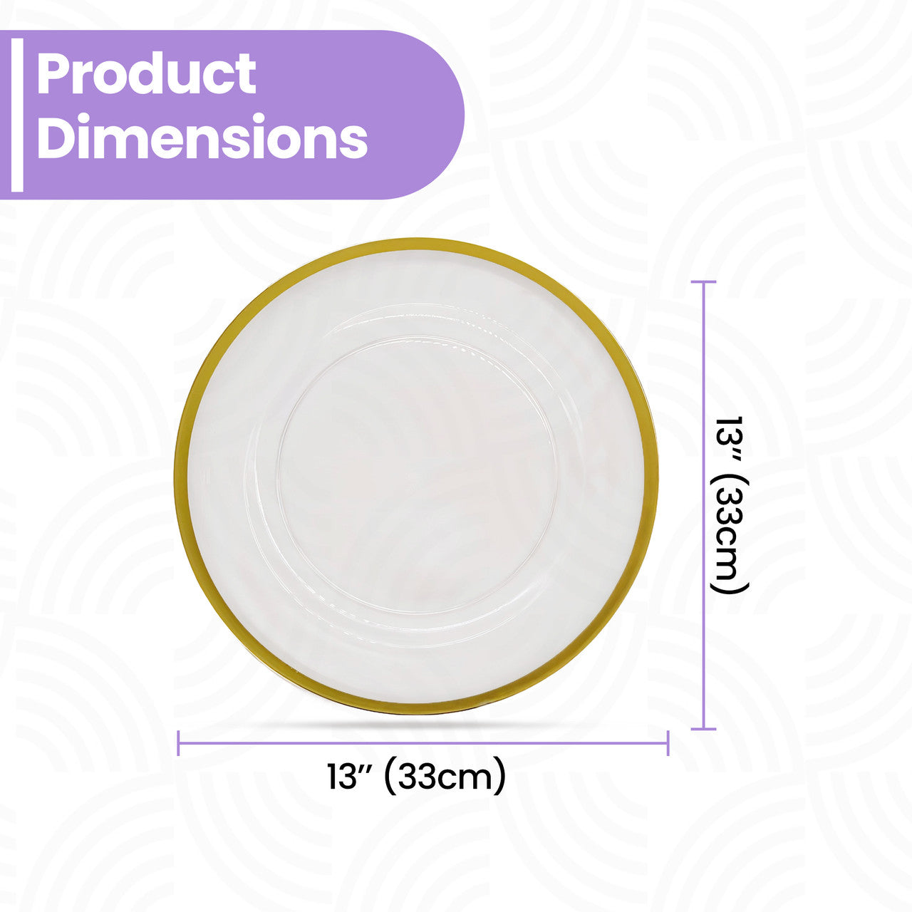 13" Round Charger Plate - Clear with Gold Trim