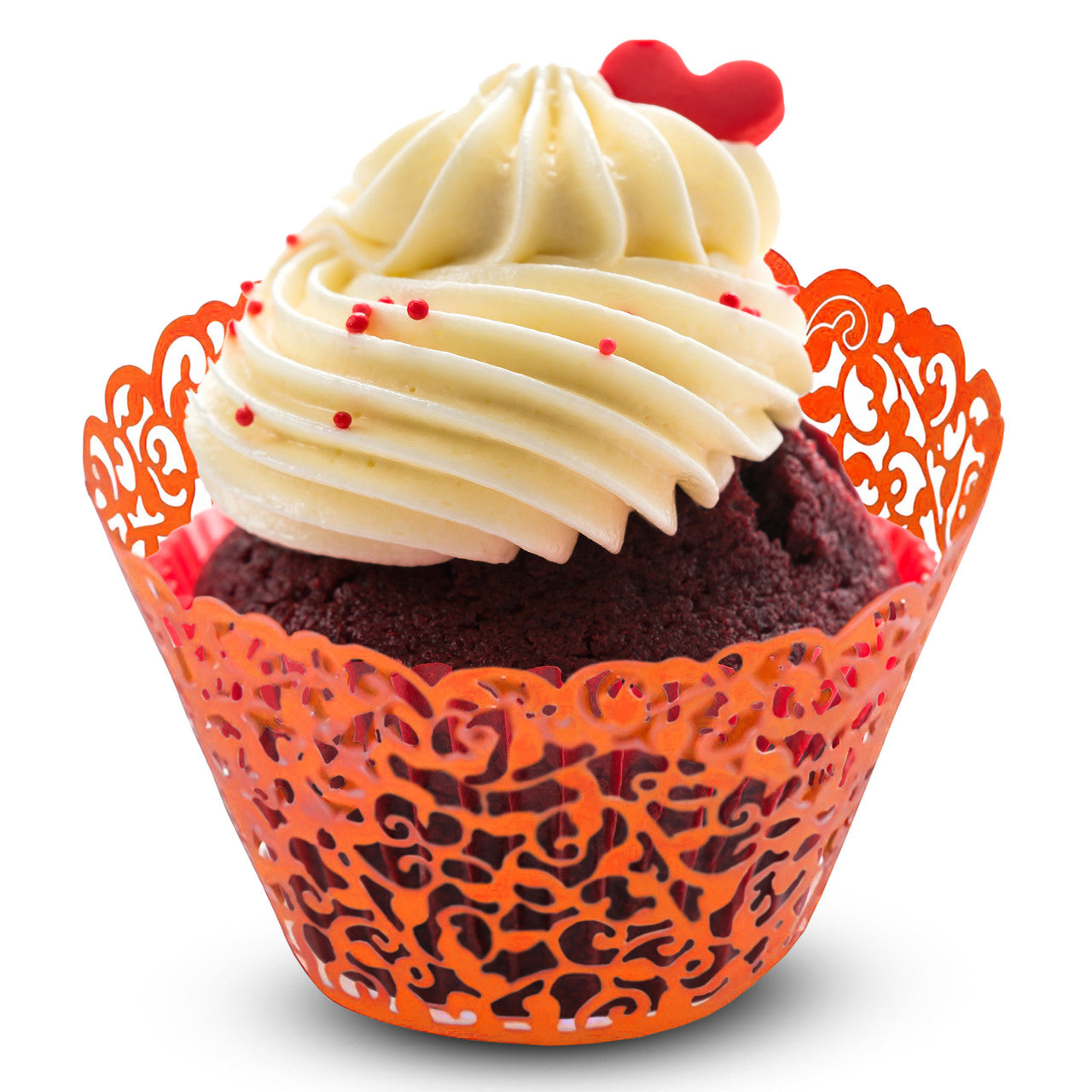 25x Laser Cut Cupcake Wrappers - Orange