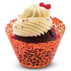 25x Laser Cut Cupcake Wrappers - Orange