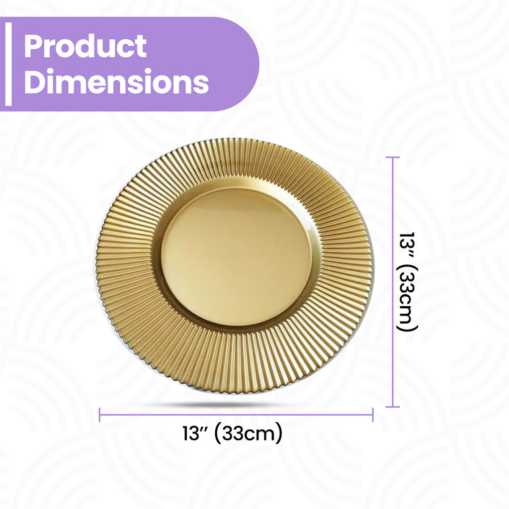 Gold 13" Round Charger Plate x 6
