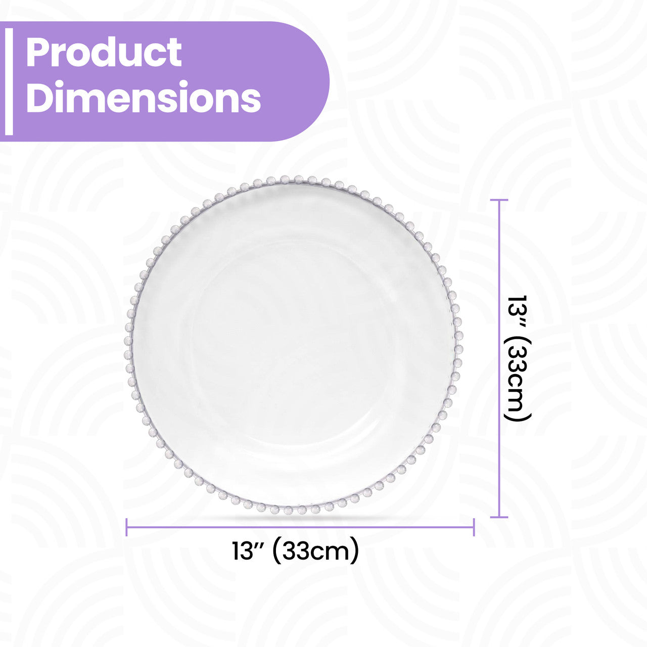 13" Round Charger Plate - Clear with Clear Beads