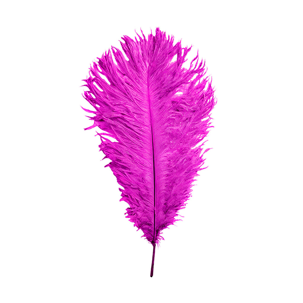 35-40cm Loose Ostrich Feathers, 5pcs - Hot Pink
