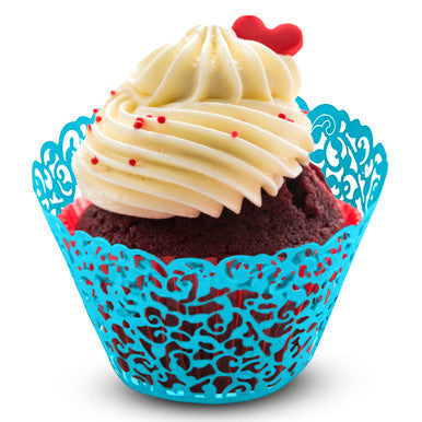 25x Laser Cut Cupcake Wrappers - Blue