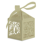50x Laser Cut Love Heart & Doves Favours Box with Organza Ribbon - Honeydew