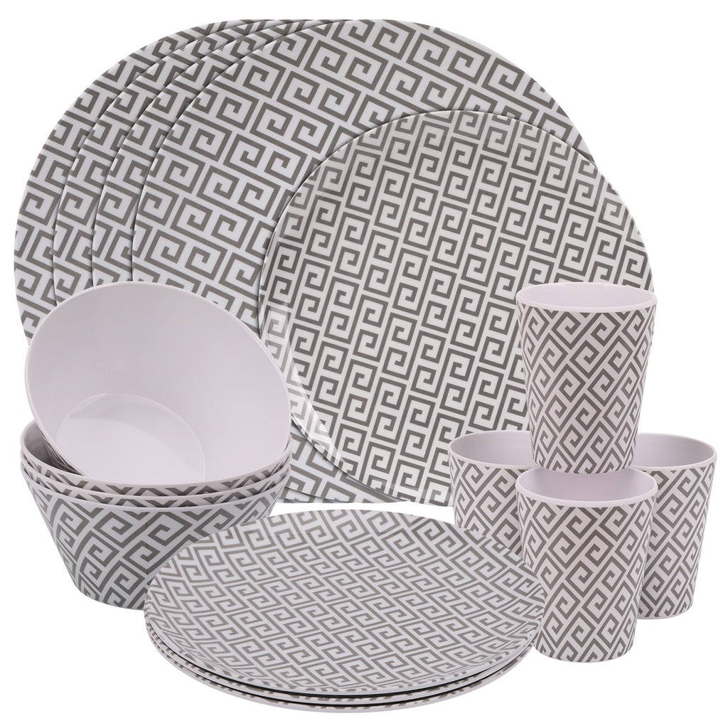 Geometric Design Melamine BBQ and Party Set - 16pcs