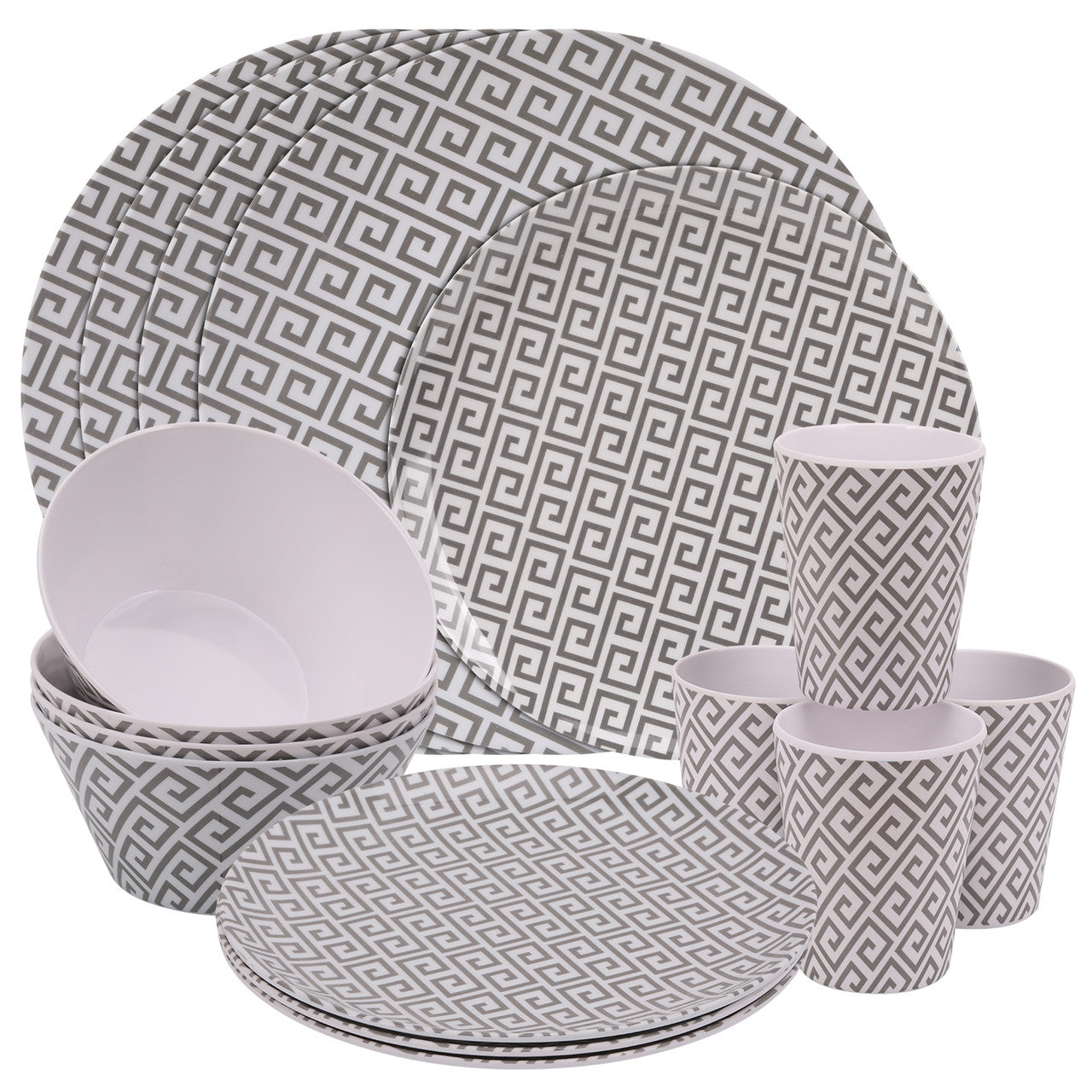 Geometric Design Melamine BBQ and Party Set - 16pcs