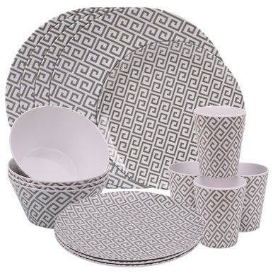 Geometric Design Melamine BBQ and Party Set - 16pcs