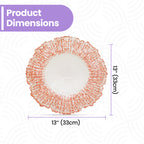 Round Charger Plate - Crackled Rose Gold x 6