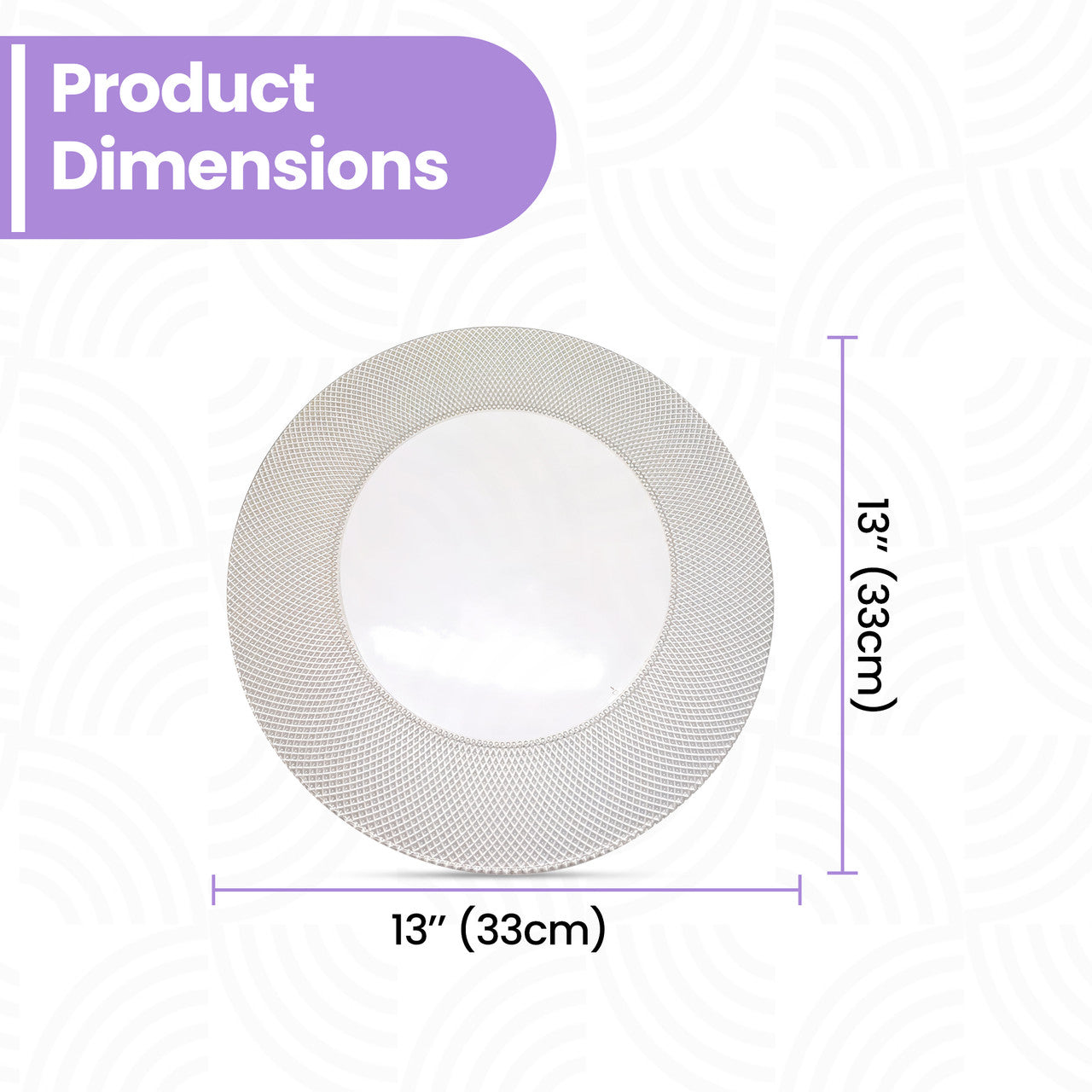 Round Charger Plate - Checkered Silver x 6