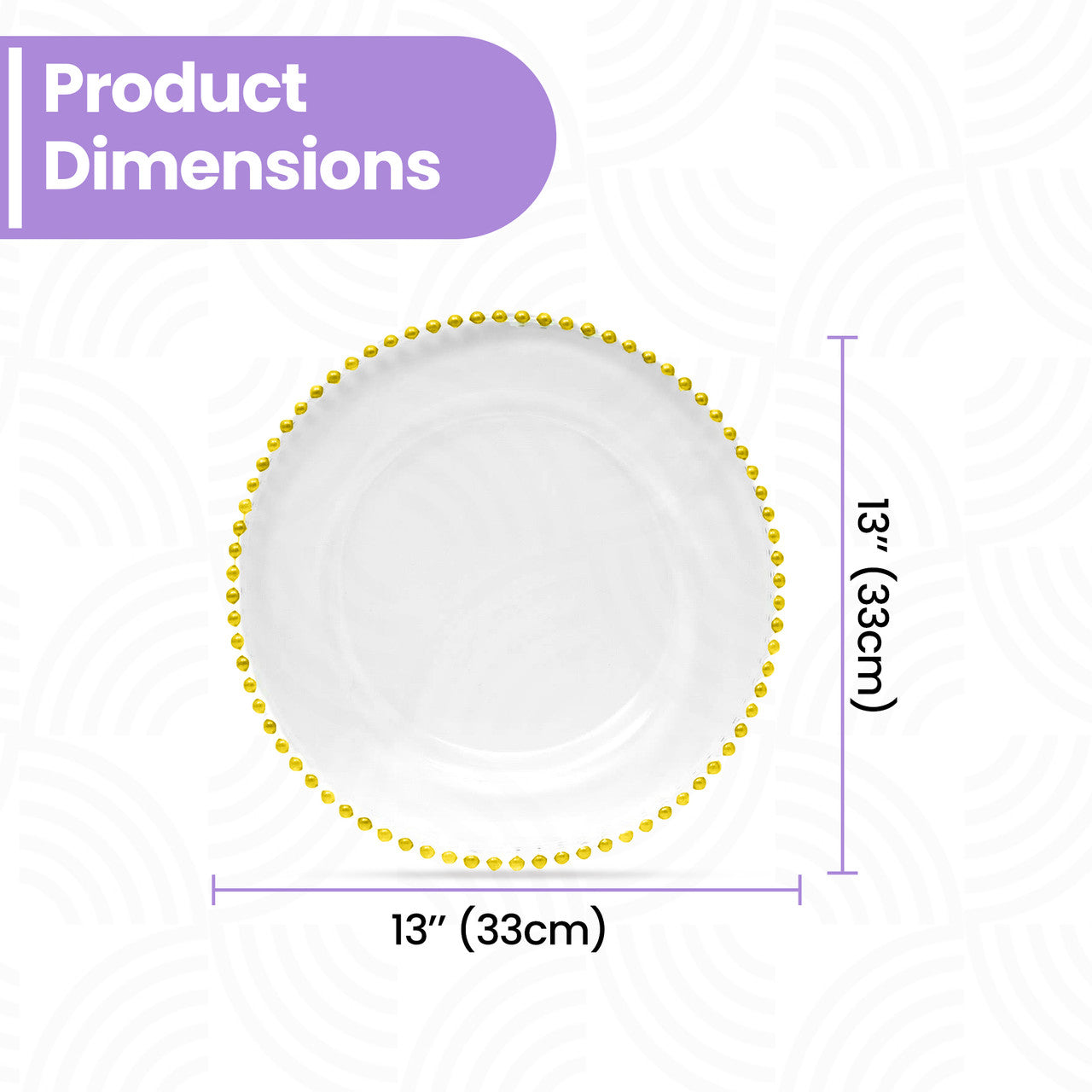 13" Acrylic Charger Plate - Clear With Gold Beads