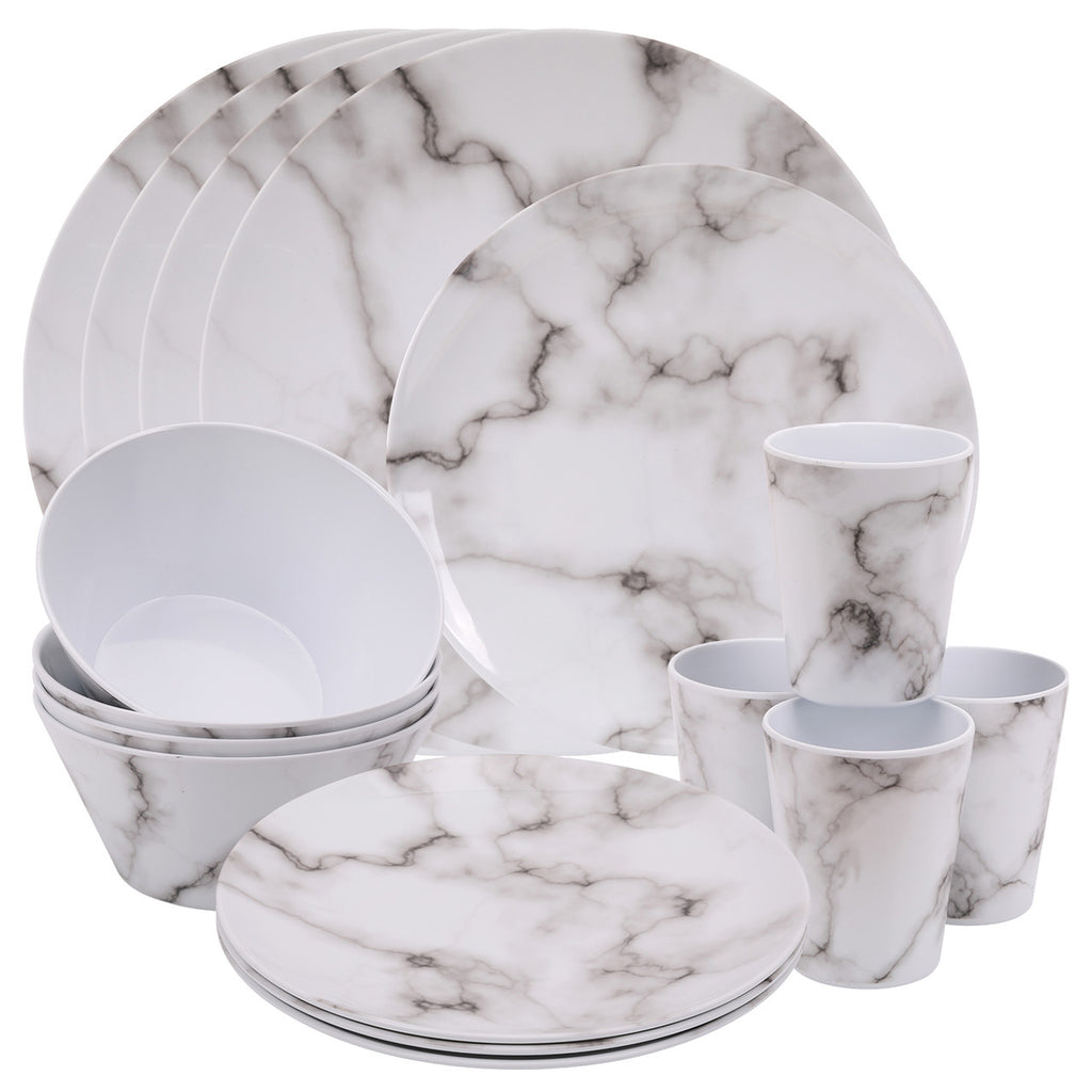 Marble Design Melamine BBQ and Party Set - 16pcs