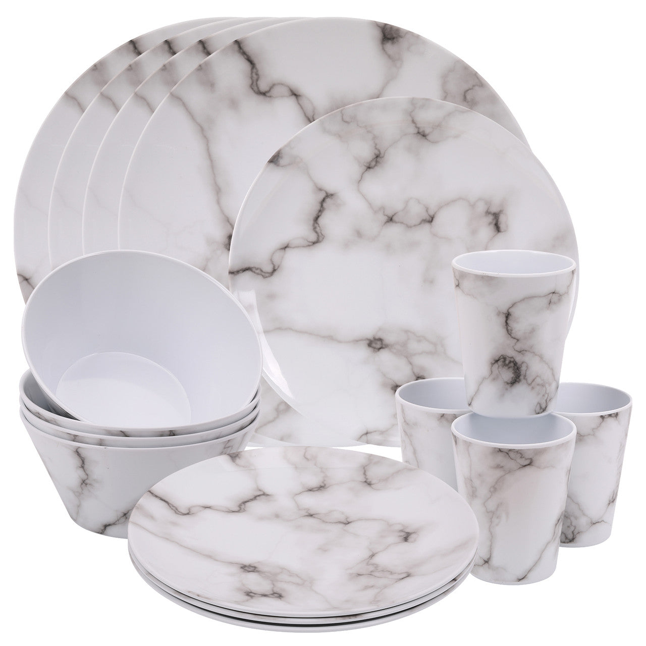 Marble Design Melamine BBQ and Party Set - 16pcs