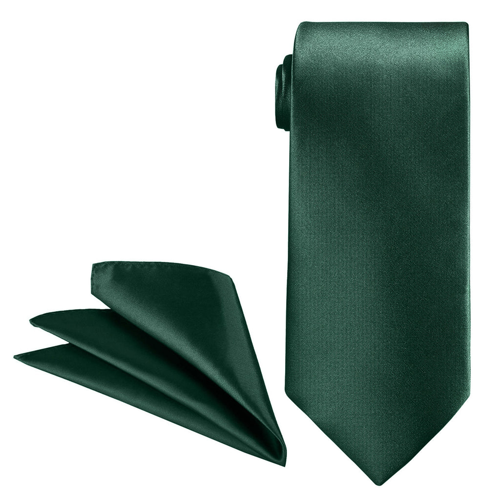 Dark Green Tie and Handkerchief