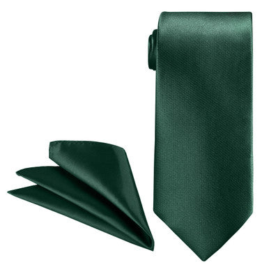 Dark Green Tie and Handkerchief
