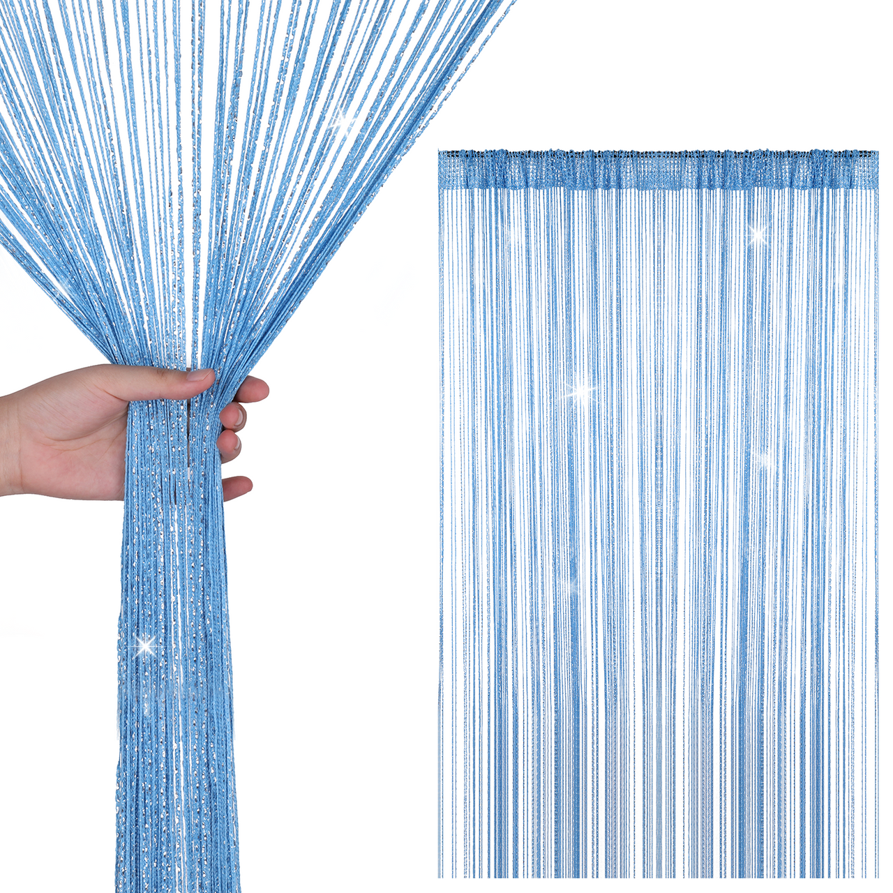 String Curtain Panel - Sky Blue