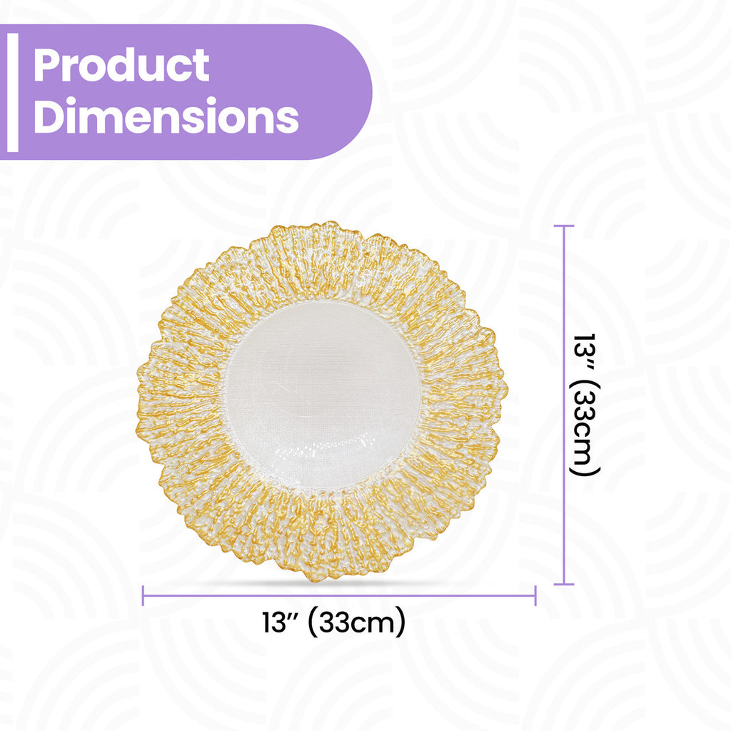 Round Charger Plate - Crackled Gold x 6