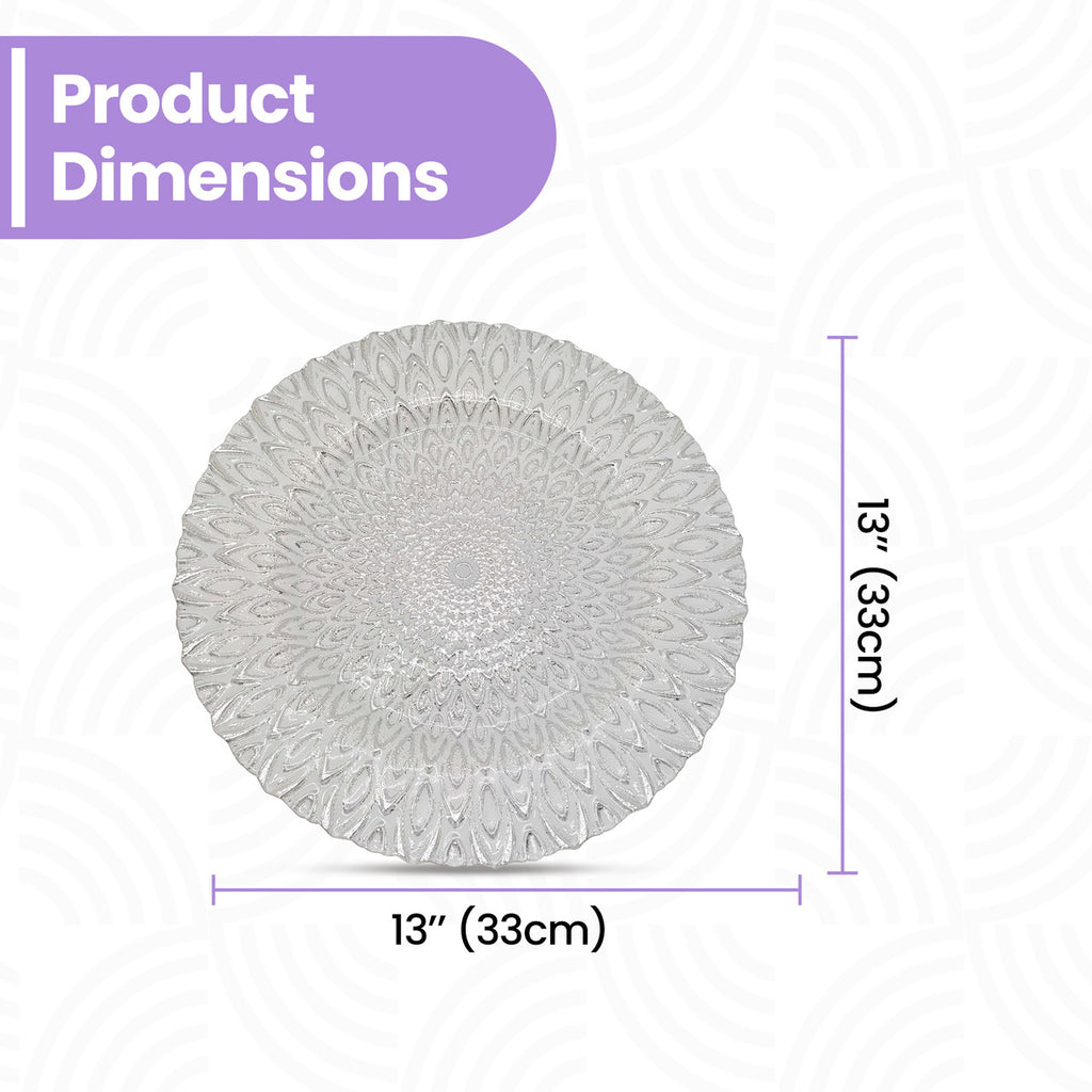 13" Round Charger Plate - Peacock Silver