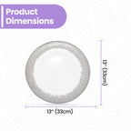 Round Charger Plate - Clear with Silver Textured Trim x 6
