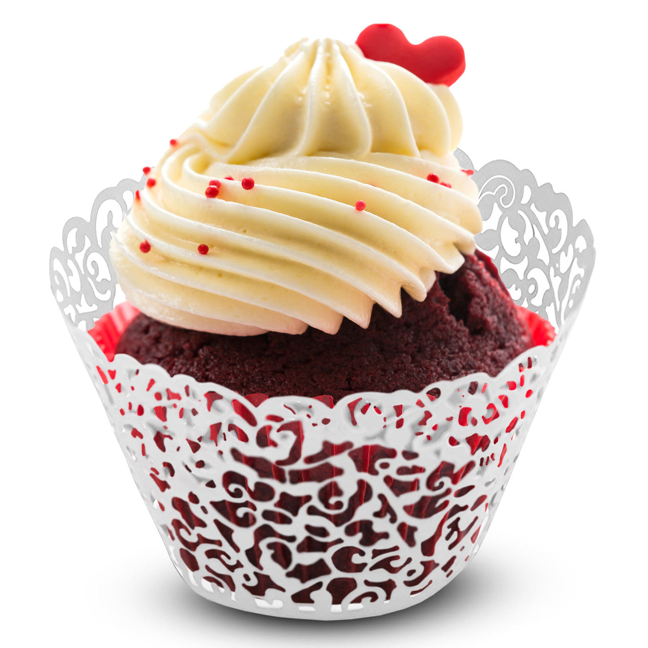 25x Laser Cut Cupcake Wrappers - White