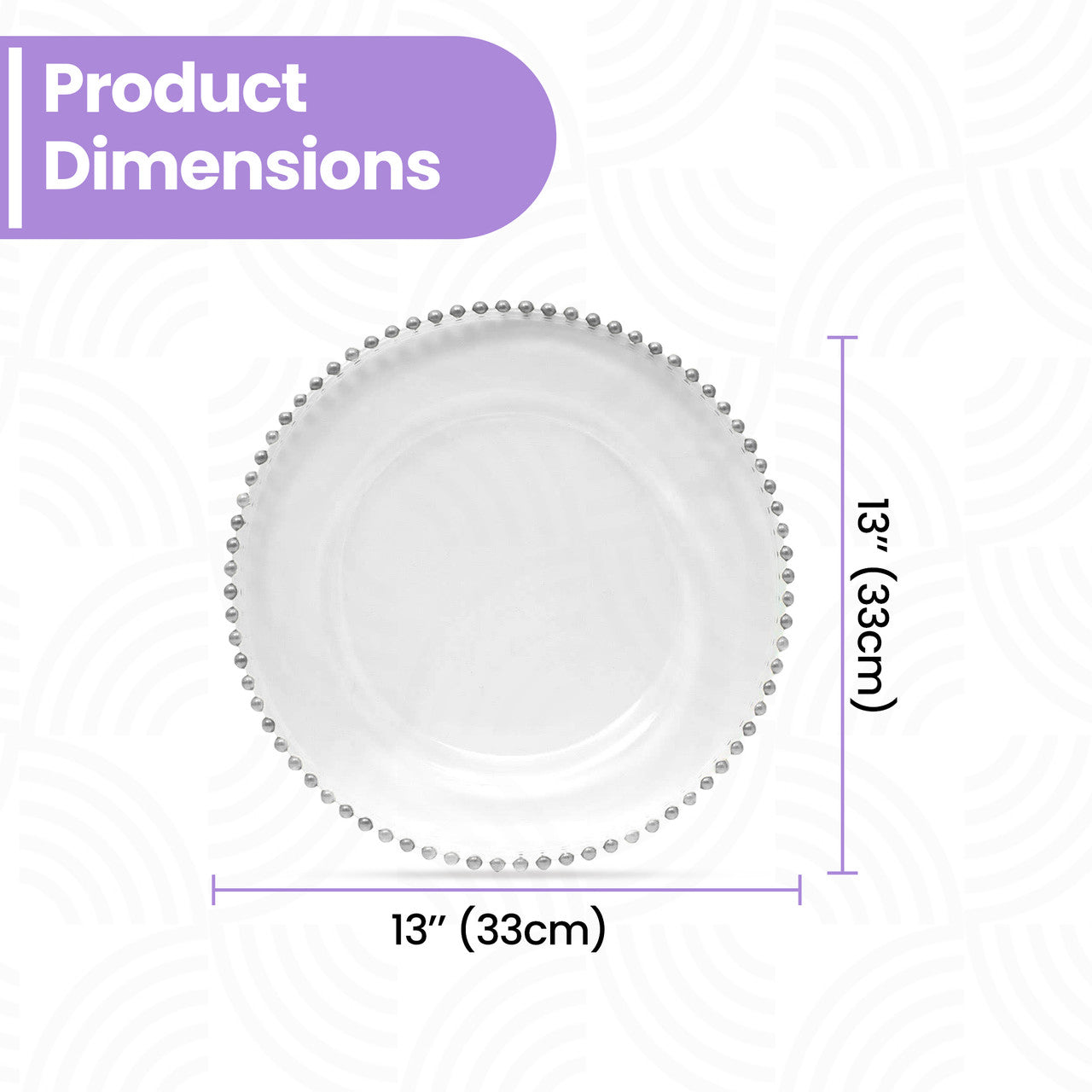 13" Acrylic Charger Plate - Clear With Silver Beads