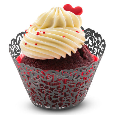 25x Laser Cut Cupcake Wrappers - Black