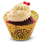 25x Laser Cut Cupcake Wrappers - Gold