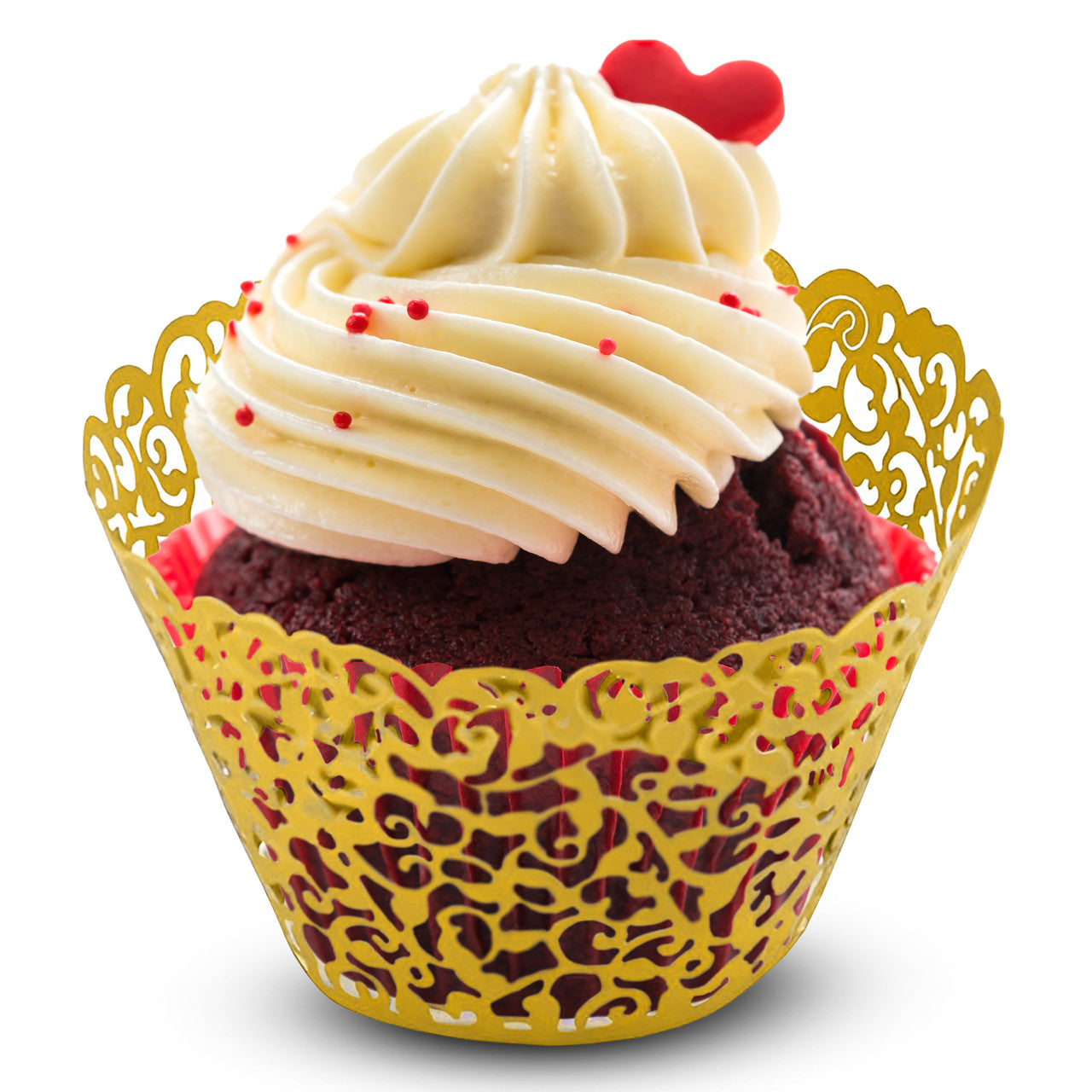 25x Laser Cut Cupcake Wrappers - Gold