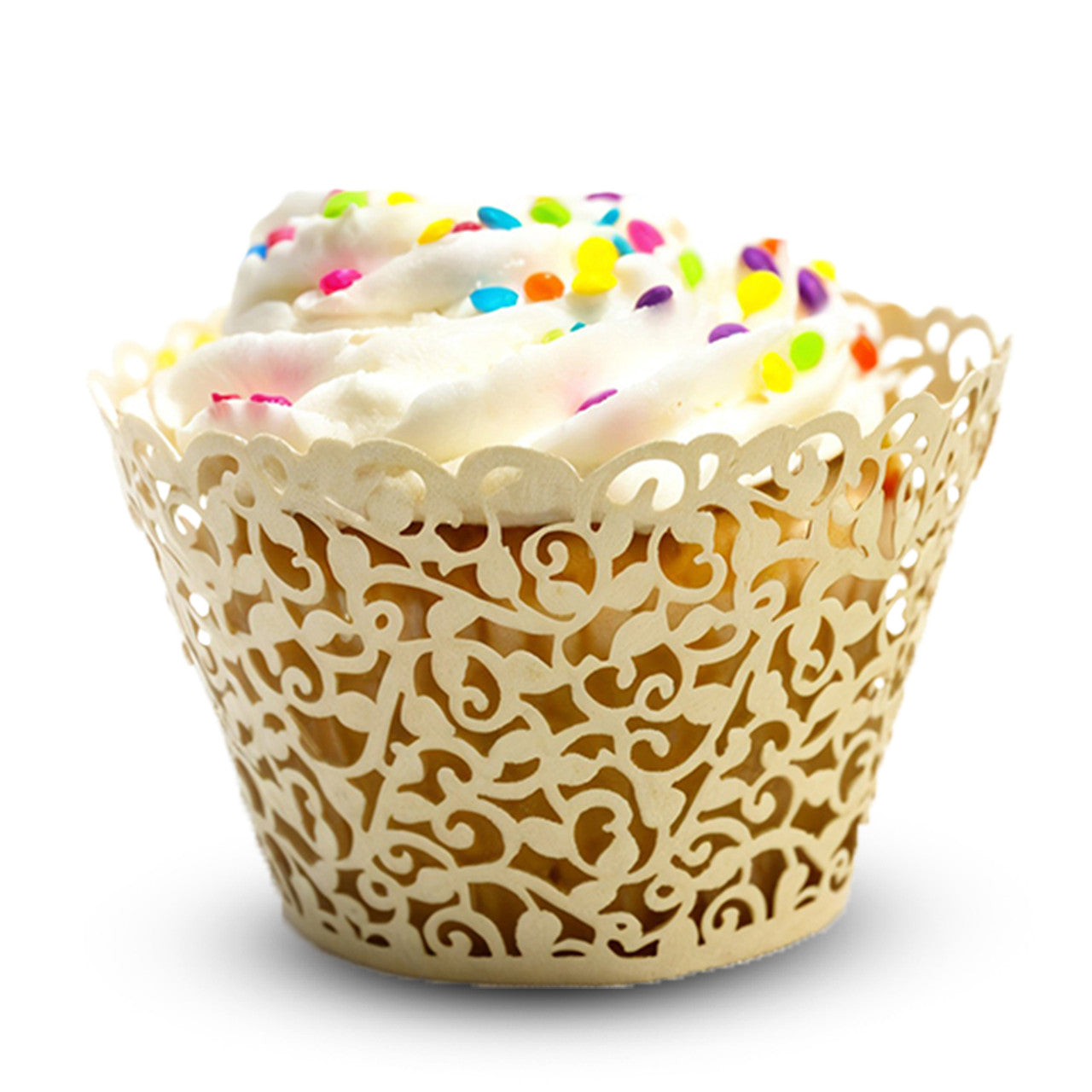 25x Laser Cut Cupcake Wrappers - Beige
