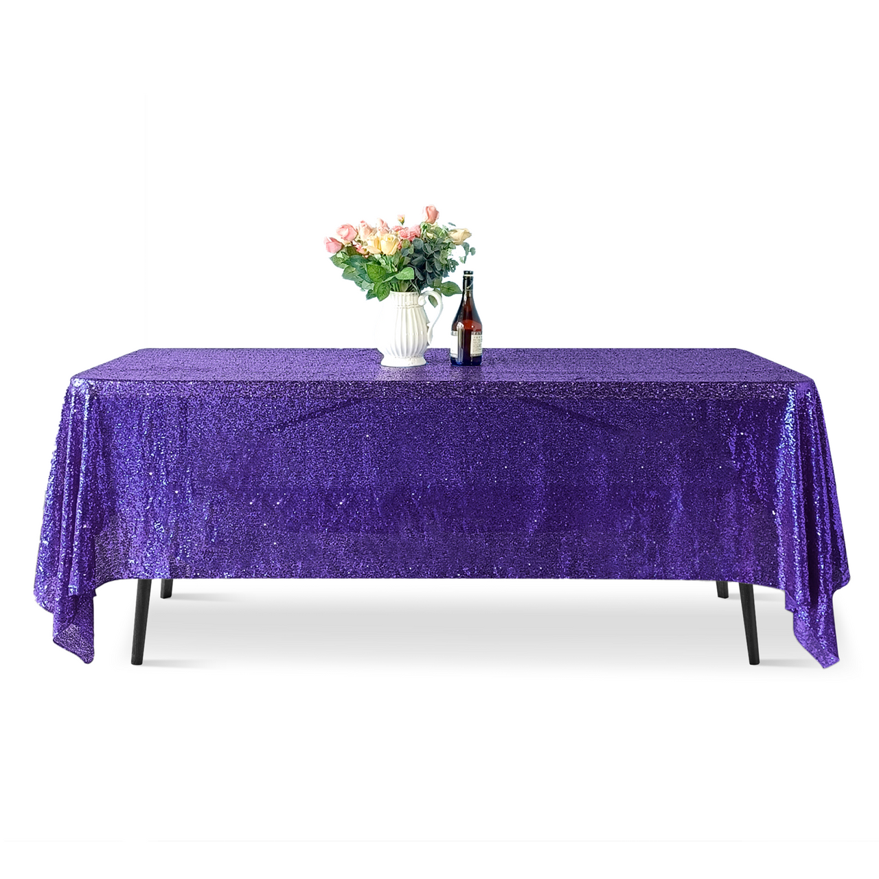 Sequin Rectangle Sparkly Tablecloth - Purple