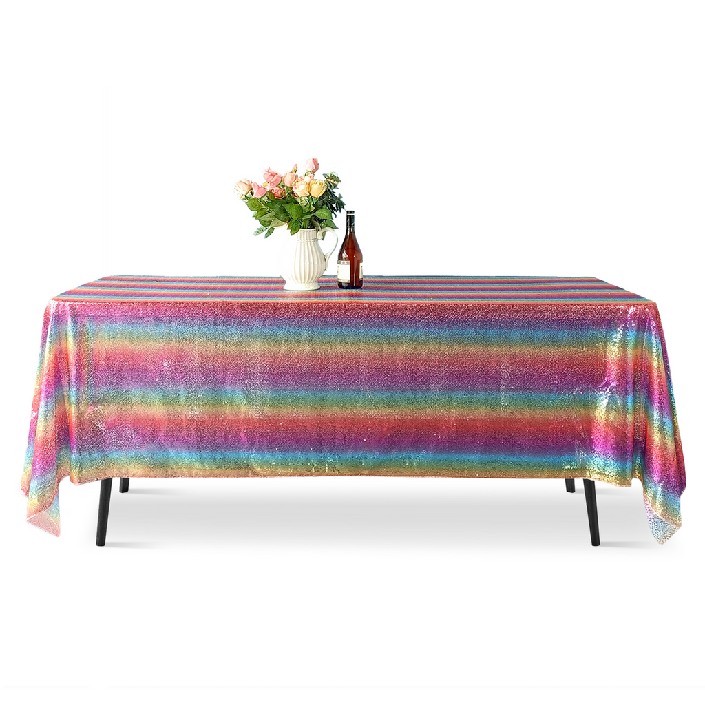 Sequin Rectangle Sparkly Tablecloth - Rainbow