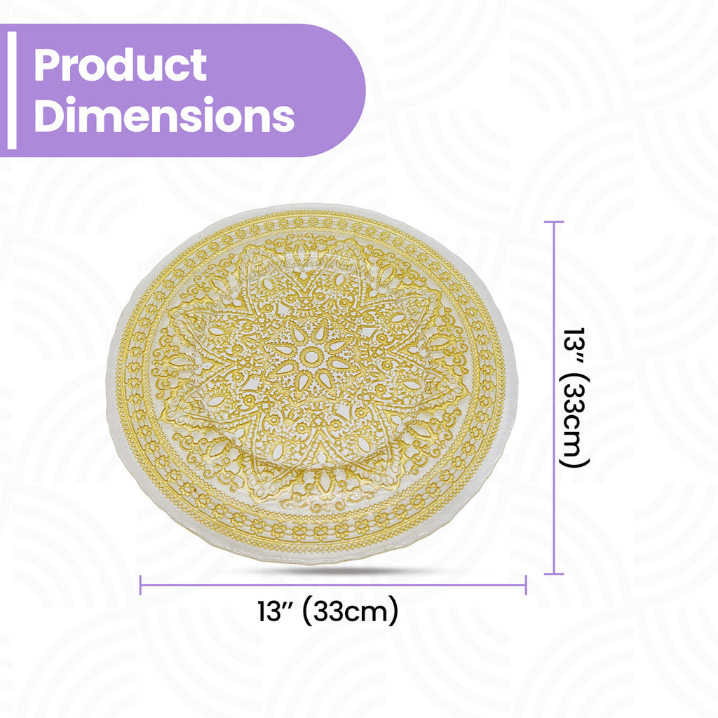 Round Charger Plate - Mandala Flower Gold x 6