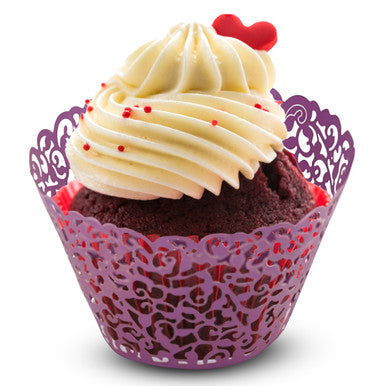 25x Laser Cut Cupcake Wrappers - Purple
