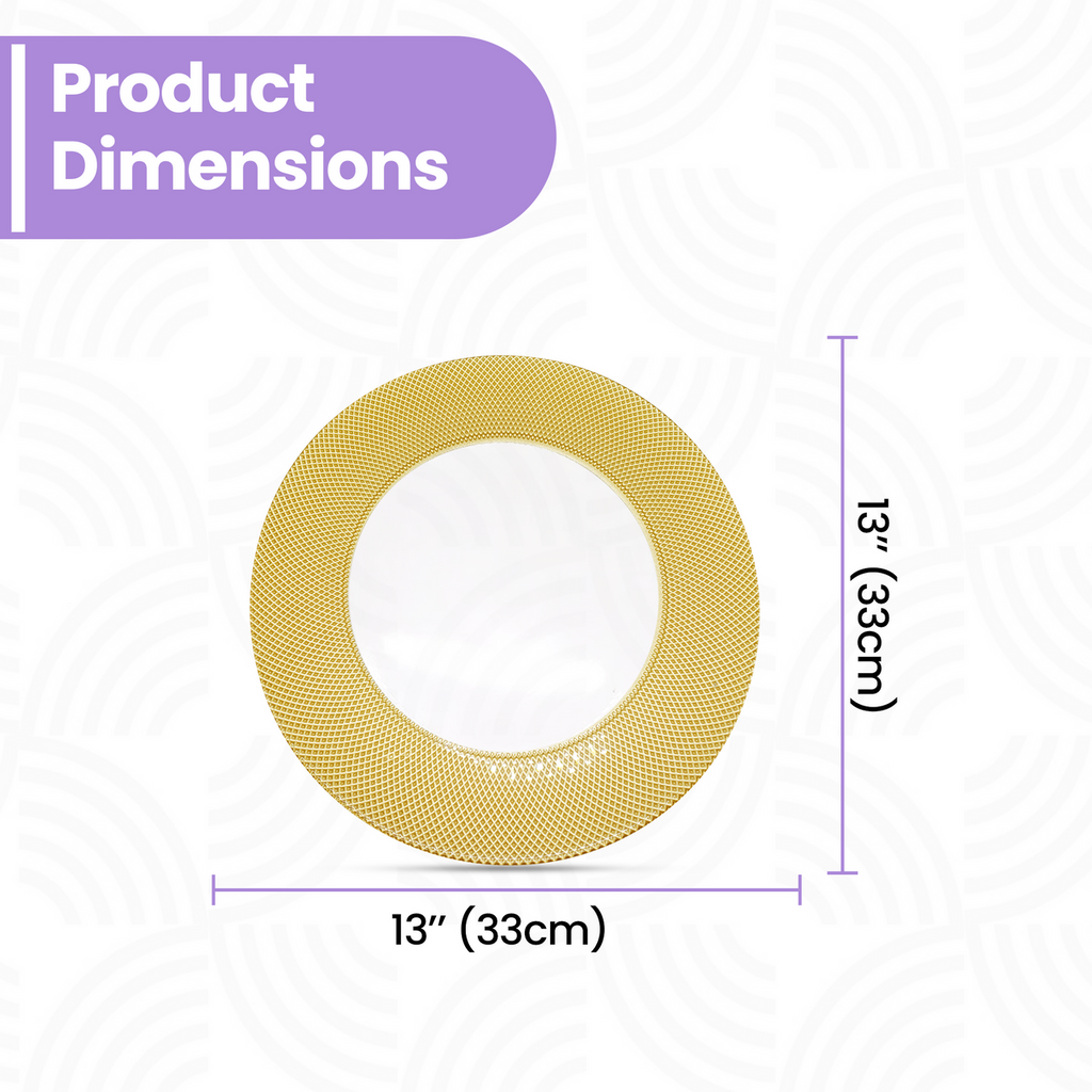 Round Charger Plate - Checkered Gold x 6