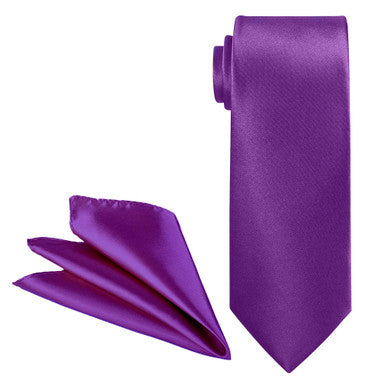 Dark Purple Tie and Handkerchief