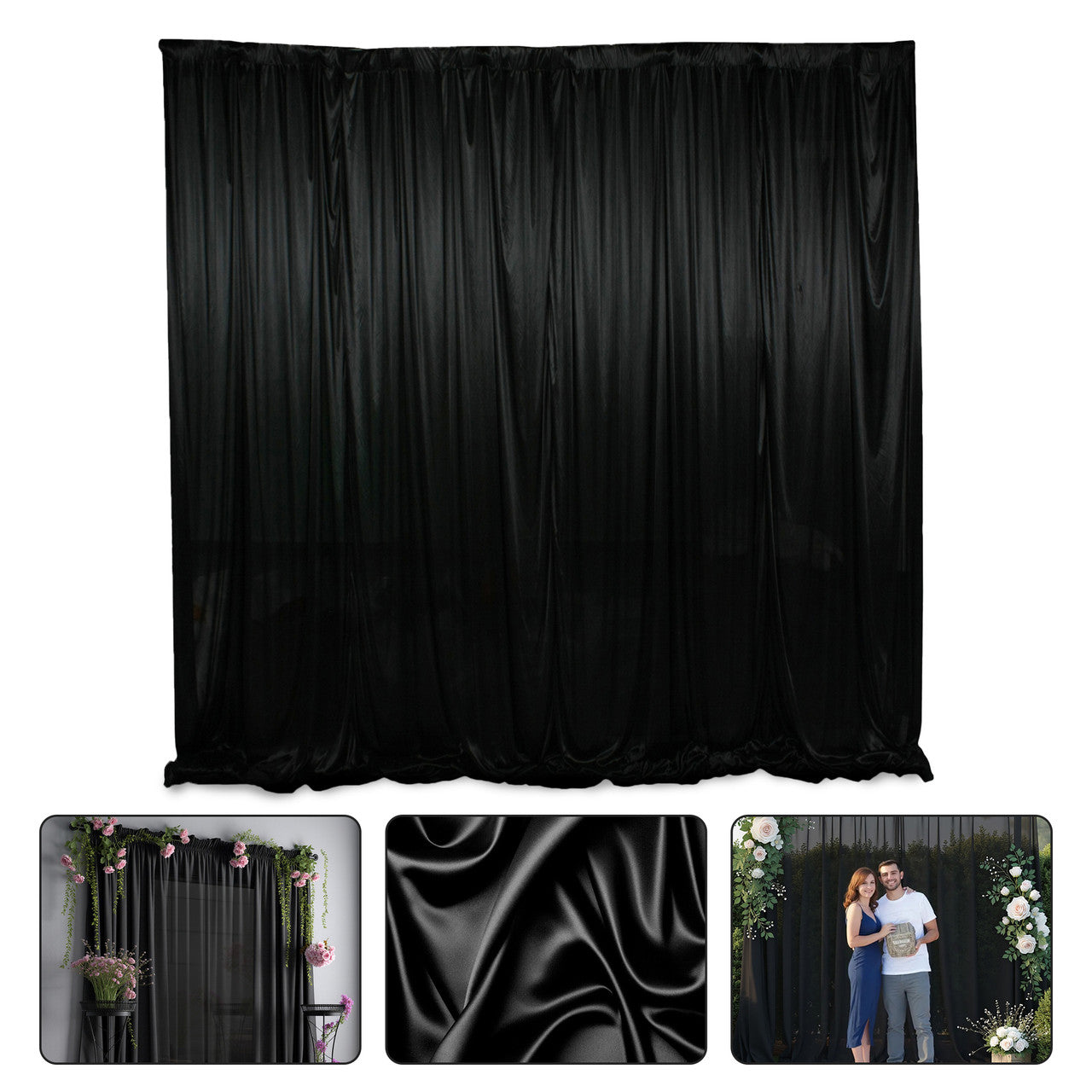 100GSM Ice Silk Photography Backdrop (No Swag) - Black
