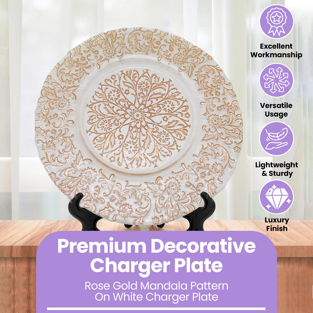 Round Charger Plate - Royal Rose Gold x 6