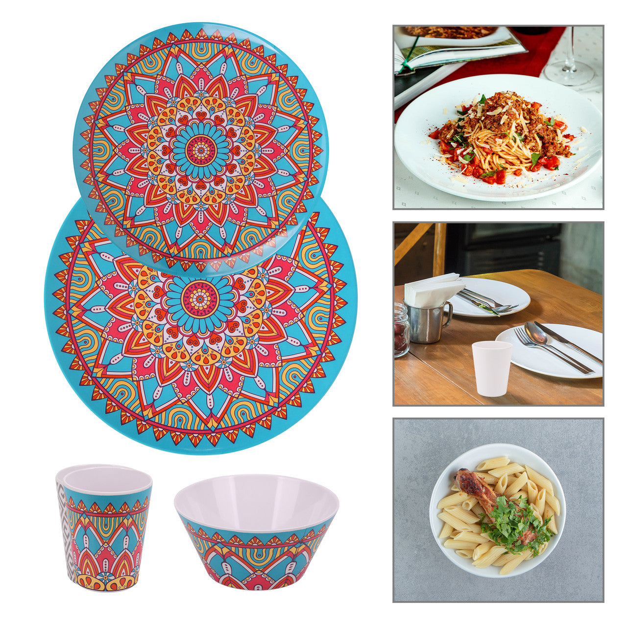 Moroccan Design Melamine BBQ and Party Set - 16pcs