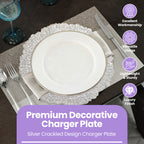 13" Round Charger Plate - Crackled Silver