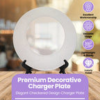 Round Charger Plate - Checkered Silver x 6