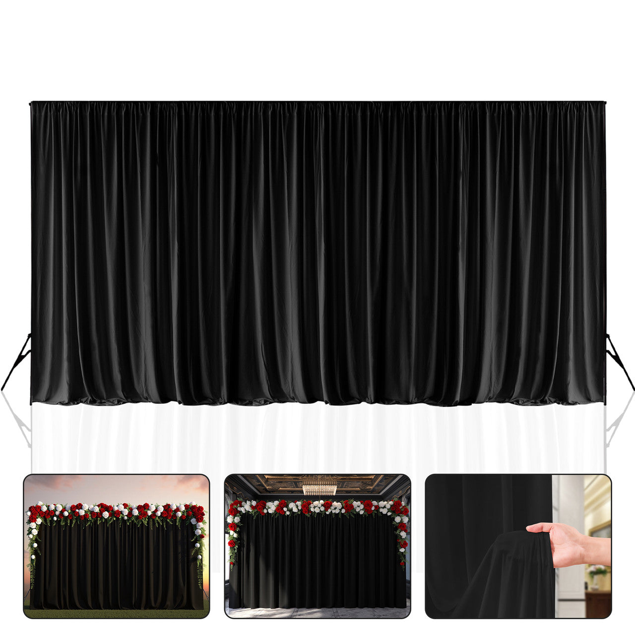 150GSM Ice Silk Photography Backdrop (No Swag) - Black